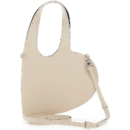 Baby Heart Beige Heart Shaped Crossbody Bag with Adjustable and Removable Shoulder Strap in Leather Woman