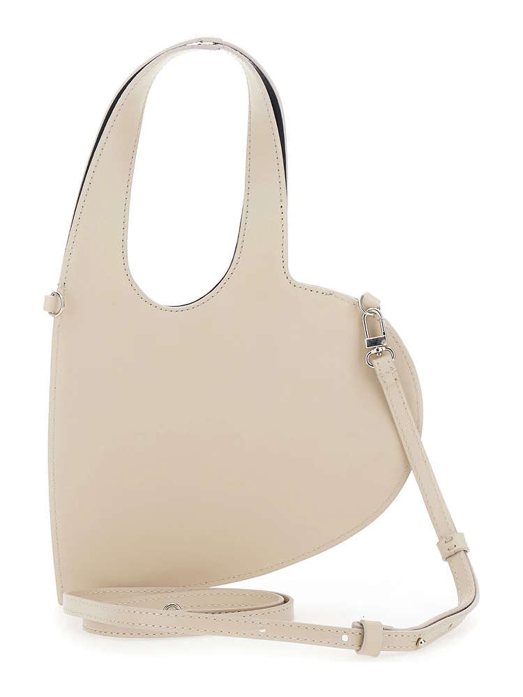 Baby Heart Beige Heart Shaped Crossbody Bag with Adjustable and Removable Shoulder Strap in Leather Woman alternative