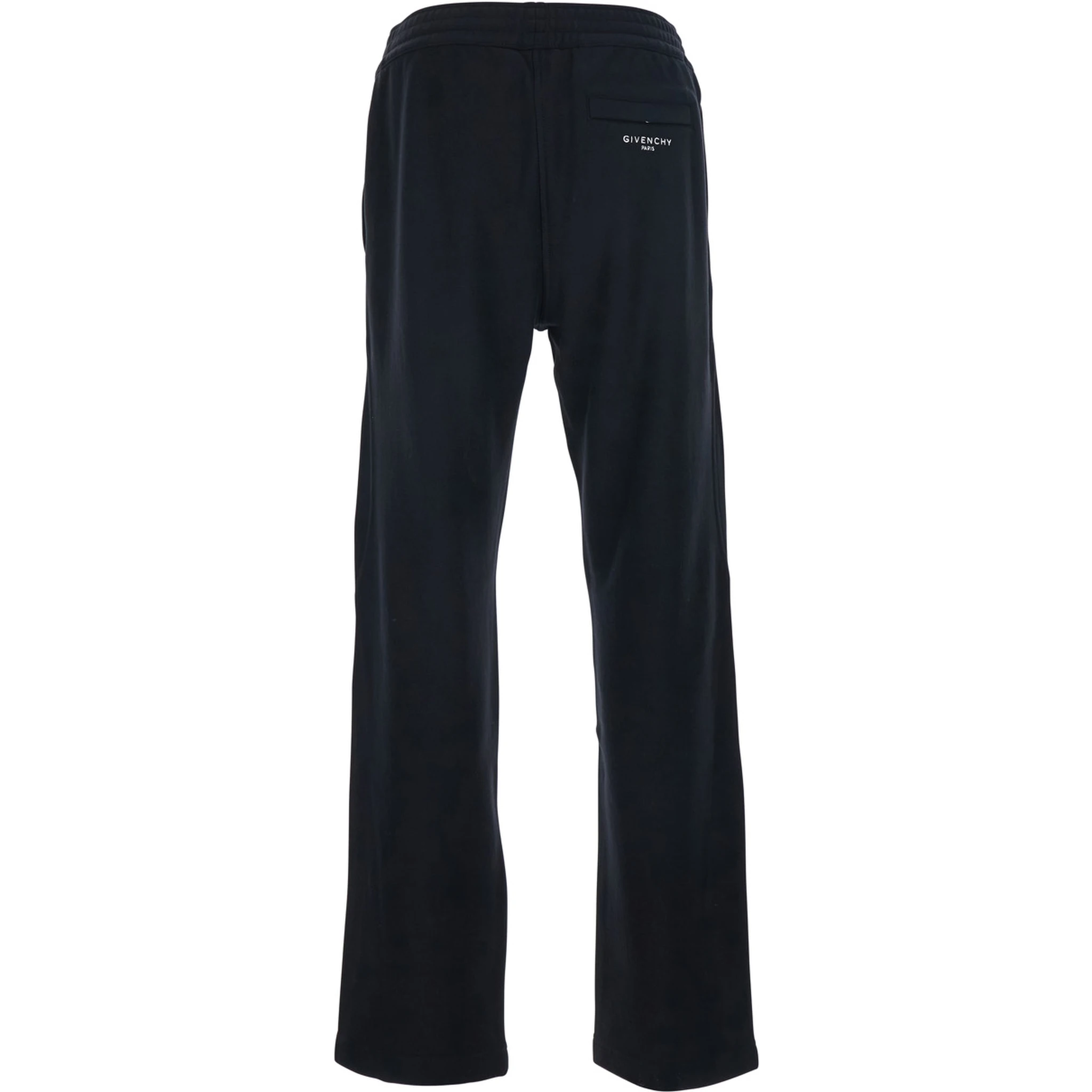 Black Trousers with Elastic Waist and Embroidered Logo on the Back in Cotton Man