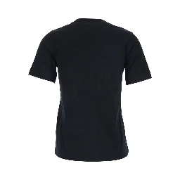 Black T-Shirt with Logo Application on the Front in Cotton Woman