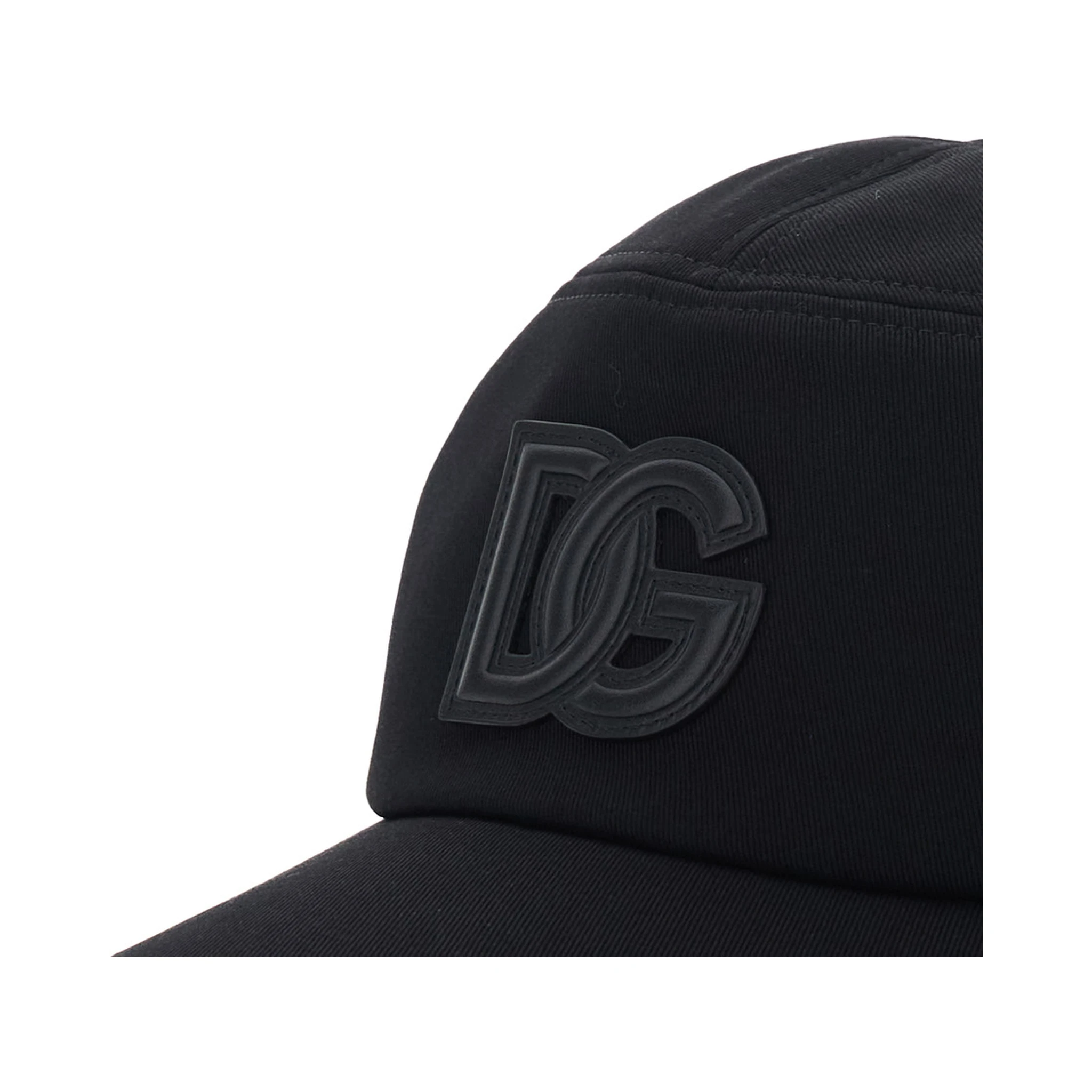Black Baseball Cap with Logo Patch on the Front in Cotton Man