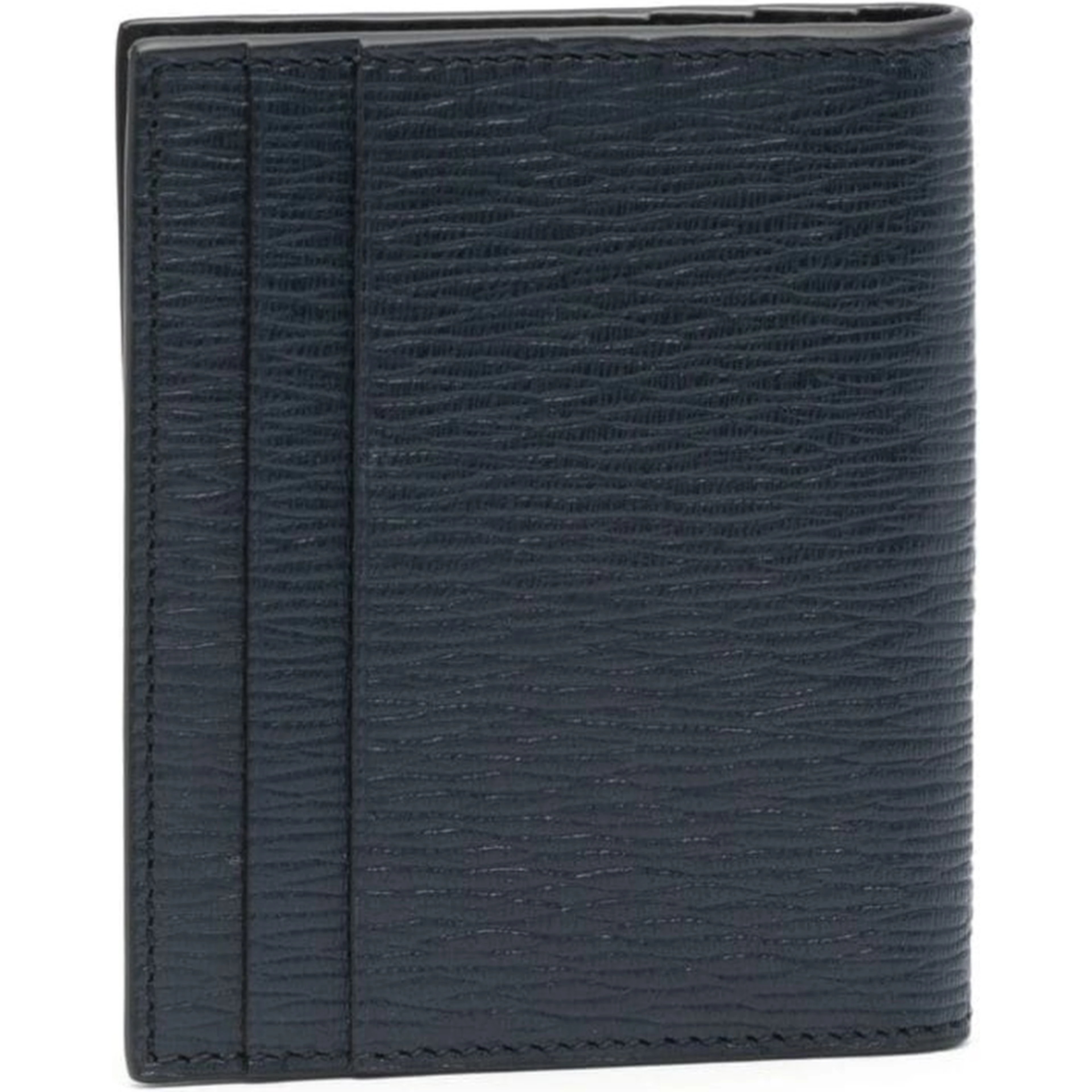 Blue Card Holder with Metallic Gancini Logo on the Front in Leather Man