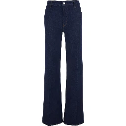The Straight Blue Jeans with High-Waist and Five-Pocket Design in Denim Woman