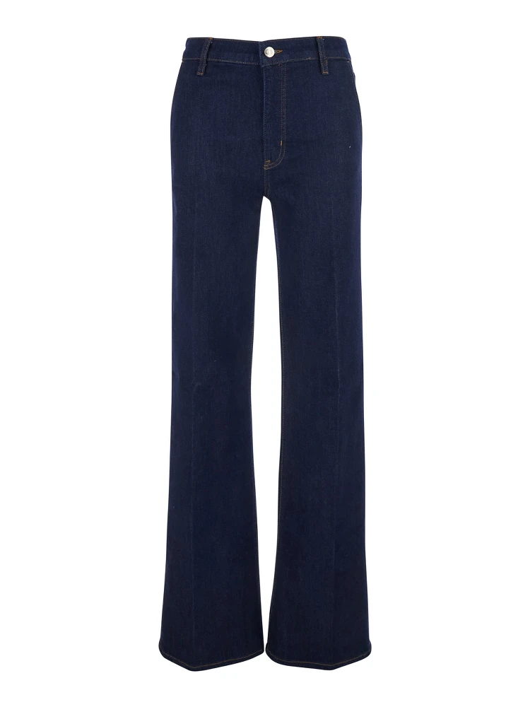 The Straight Blue Jeans with High-Waist and Five-Pocket Design in Denim Woman