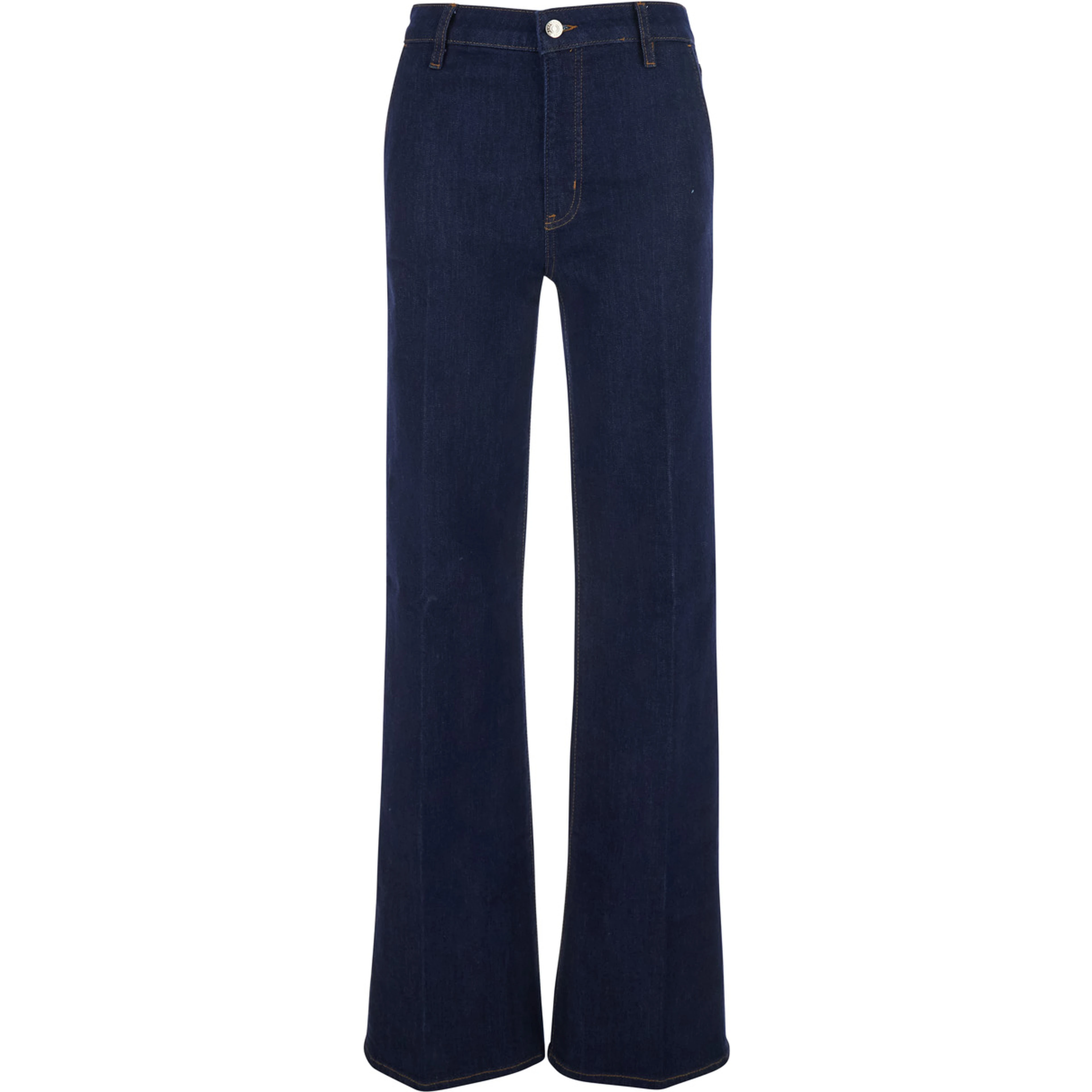 The Straight Blue Jeans with High-Waist and Five-Pocket Design in Denim Woman