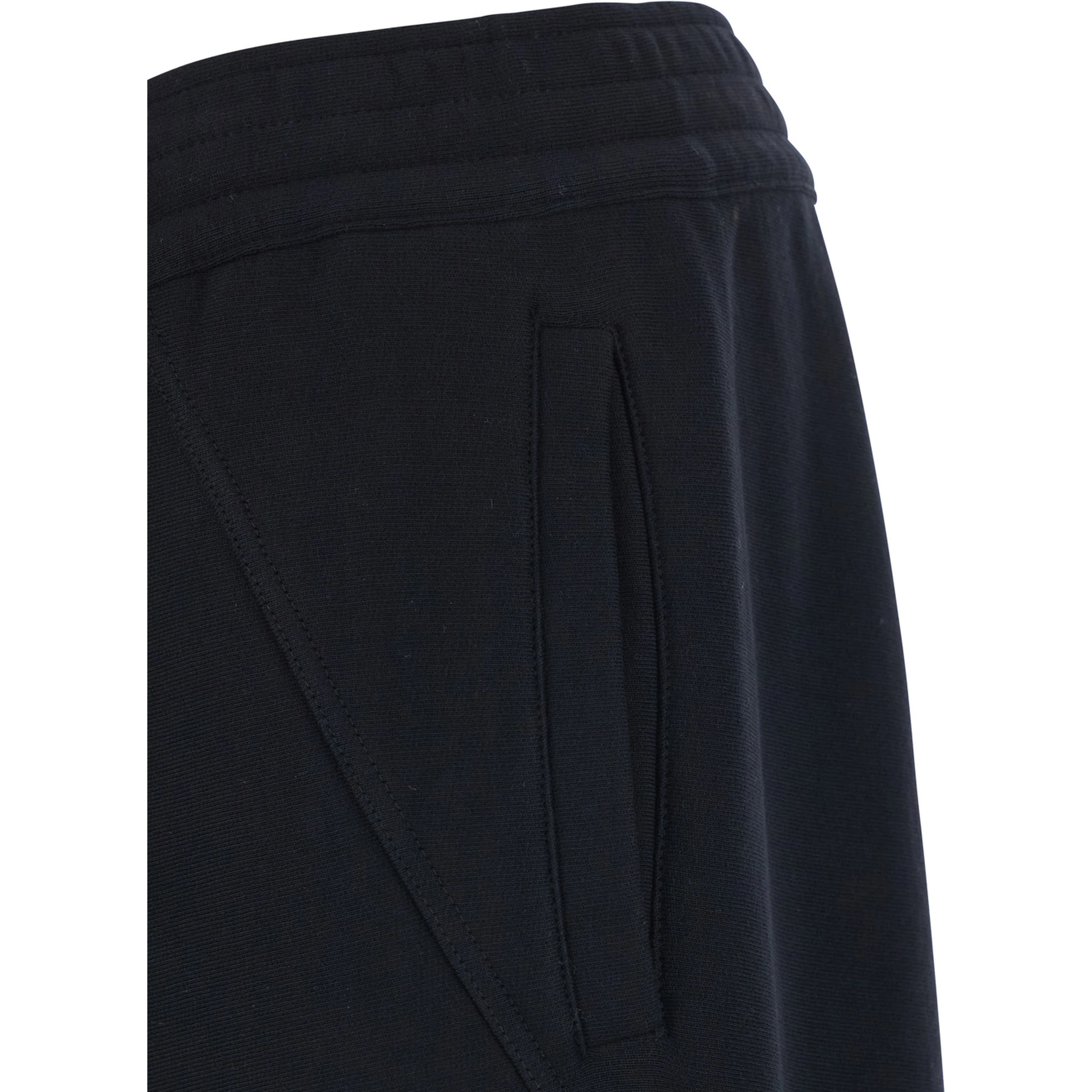 Black Trousers with Elastic Waist and Embroidered Logo on the Back in Cotton Man
