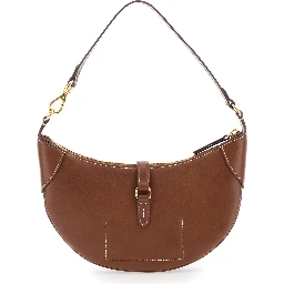 Brown Shoulder Bag with Logo Detail in Smooth Leather Woman