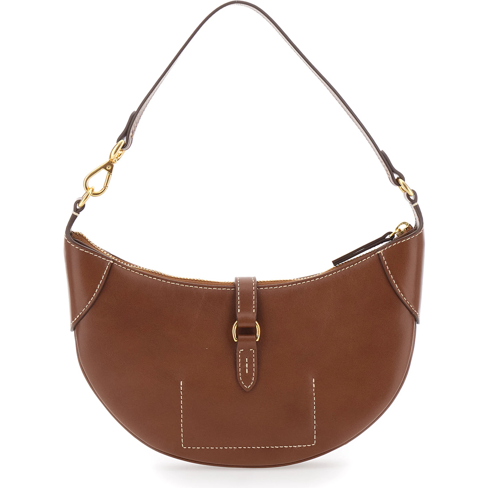 Brown Shoulder Bag with Logo Detail in Smooth Leather Woman