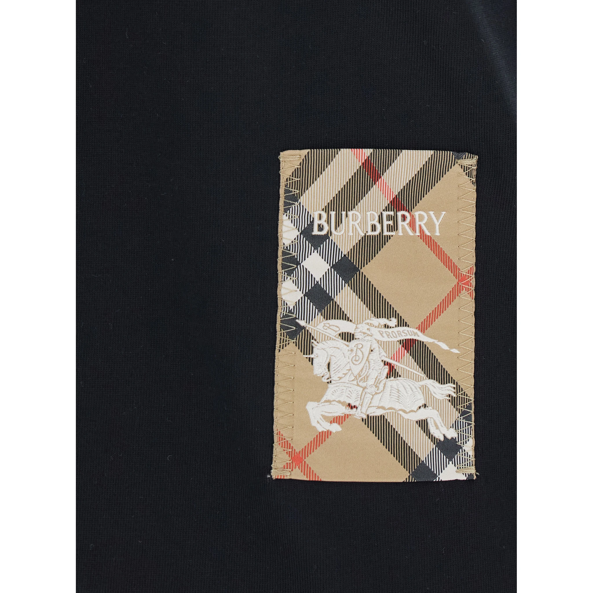 Black T-Shirt with Logo Application on the Front in Cotton Woman