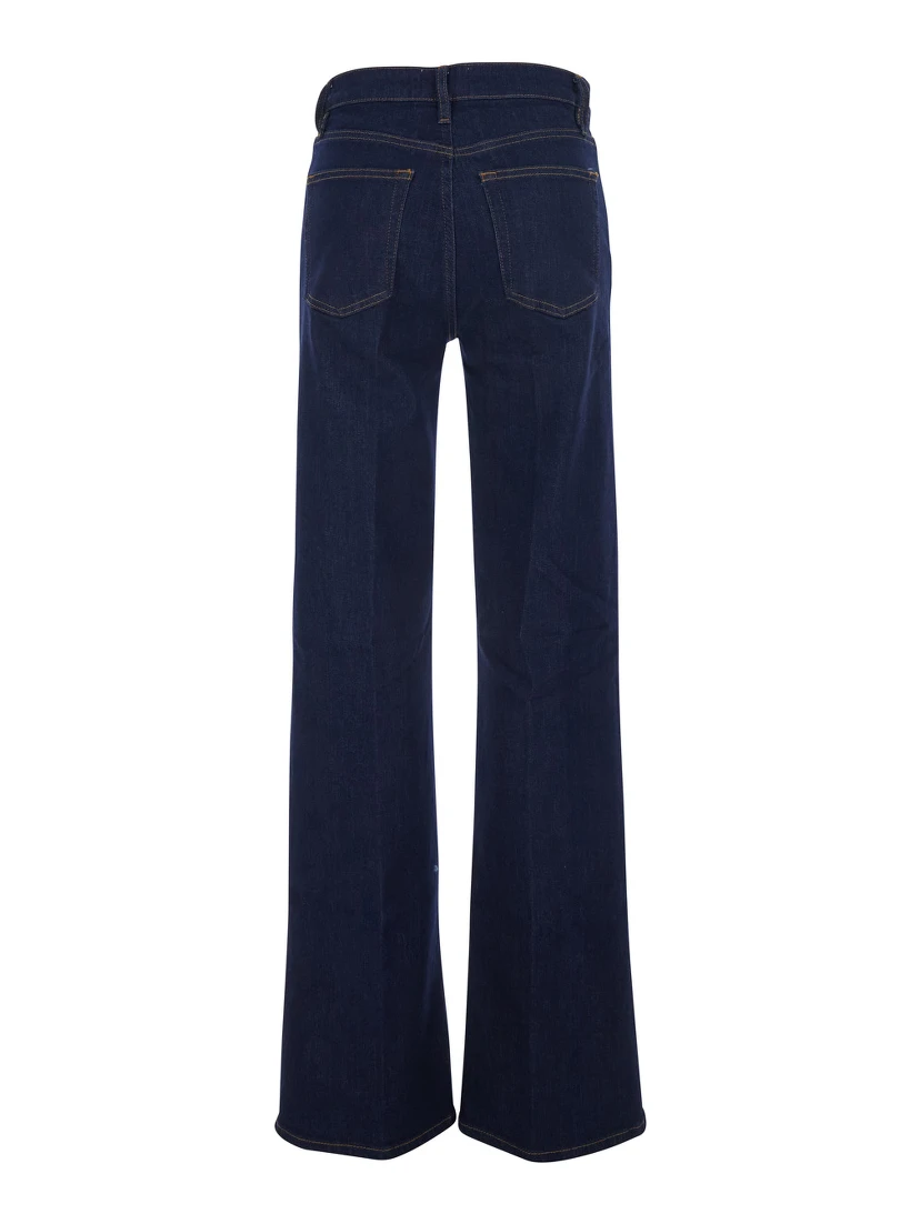 The Straight Blue Jeans with High-Waist and Five-Pocket Design in Denim Woman