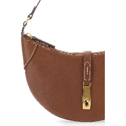 Brown Shoulder Bag with Logo Detail in Smooth Leather Woman