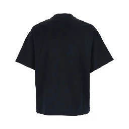 Black Crewneck T-Shirt with Maxi Logo Lettering on the Front in Cotton Man