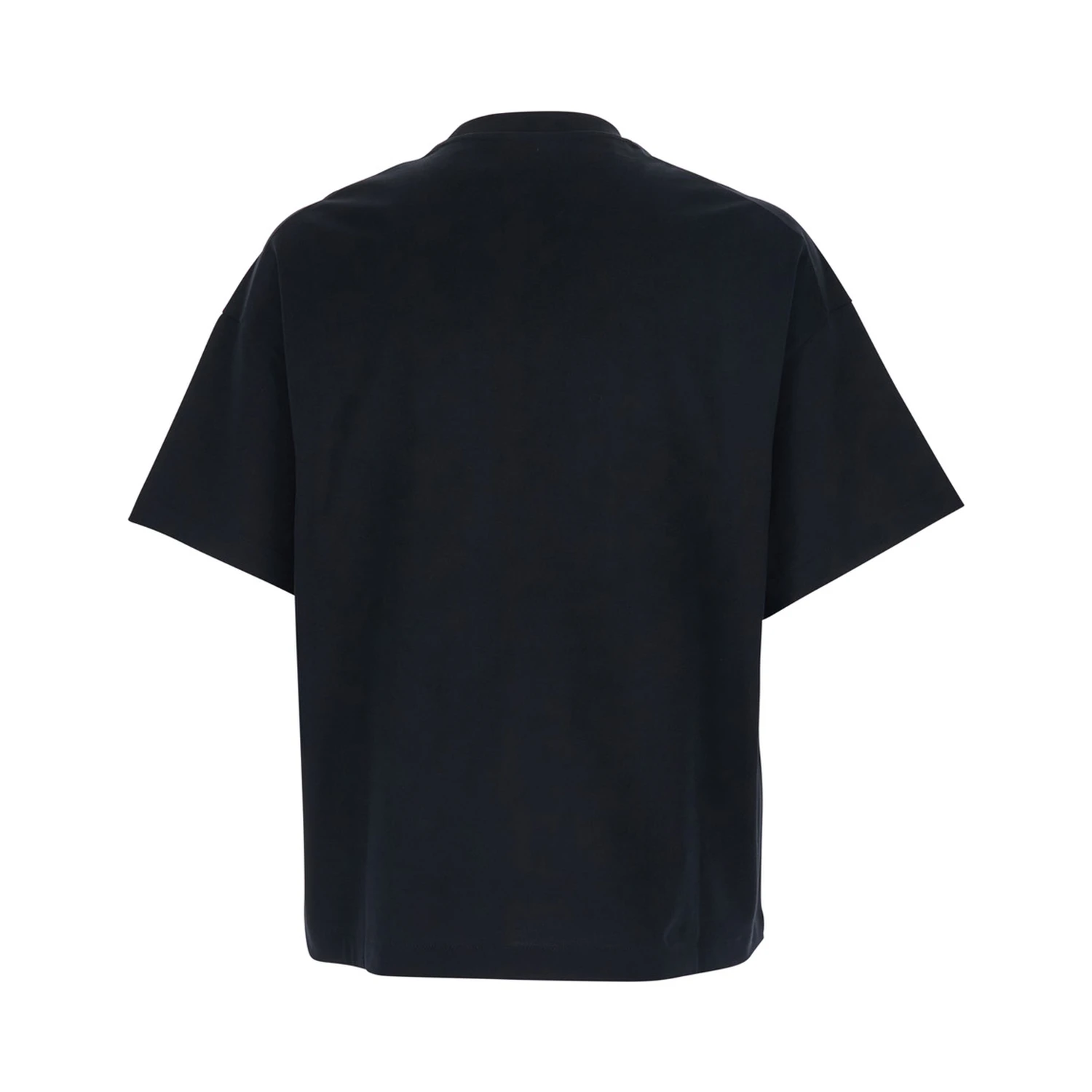 Black Crewneck T-Shirt with Maxi Logo Lettering on the Front in Cotton Man