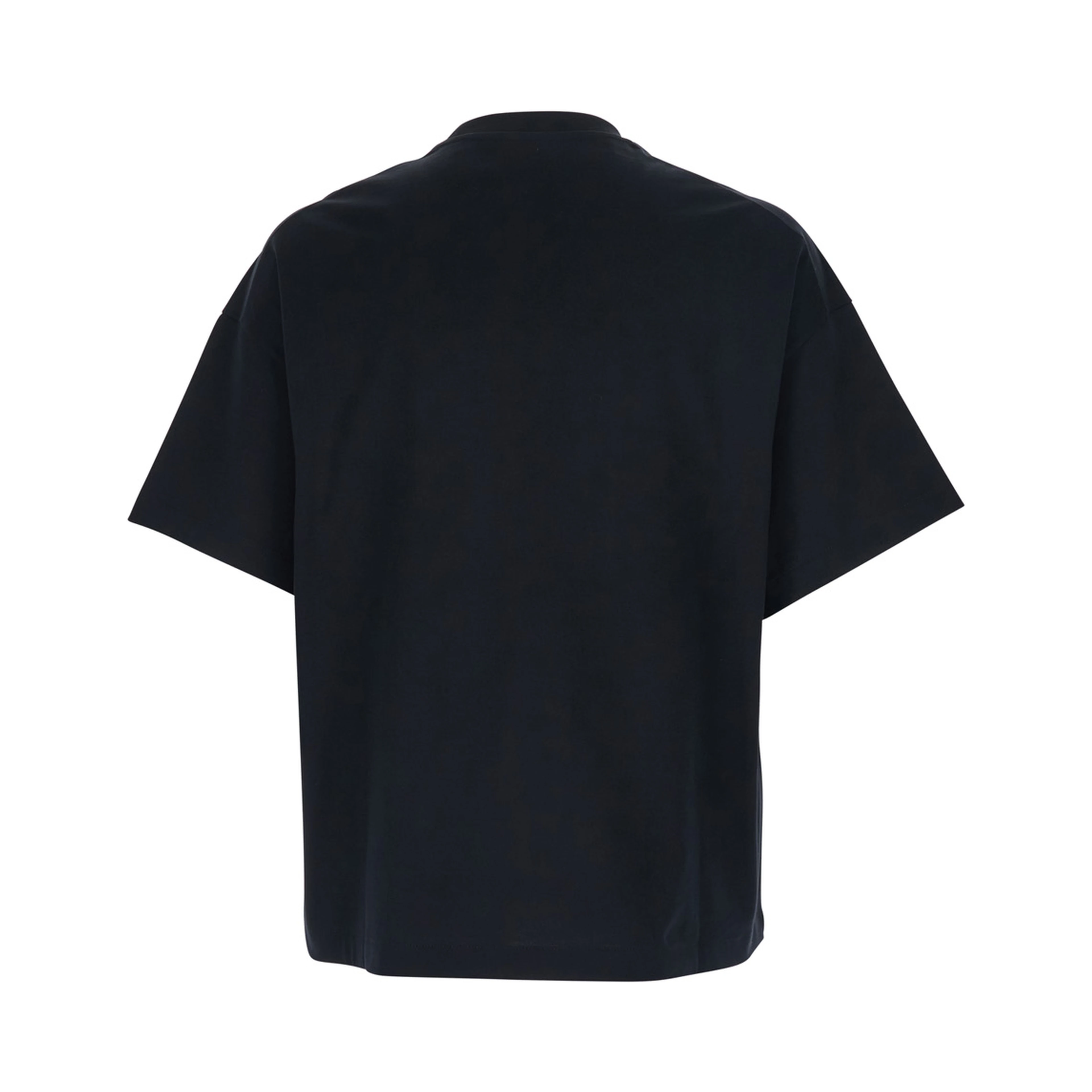 Black Crewneck T-Shirt with Maxi Logo Lettering on the Front in Cotton Man