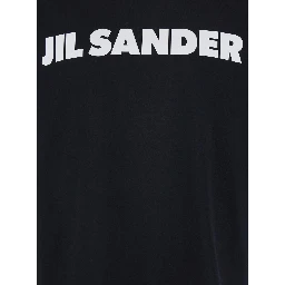 Black Crewneck T-Shirt with Maxi Logo Lettering on the Front in Cotton Man