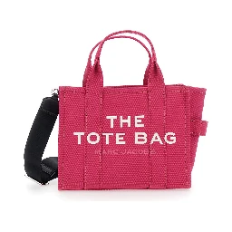 The Small Tote Pink Handbag with Logo Lettering on the Front in Cotton Woman