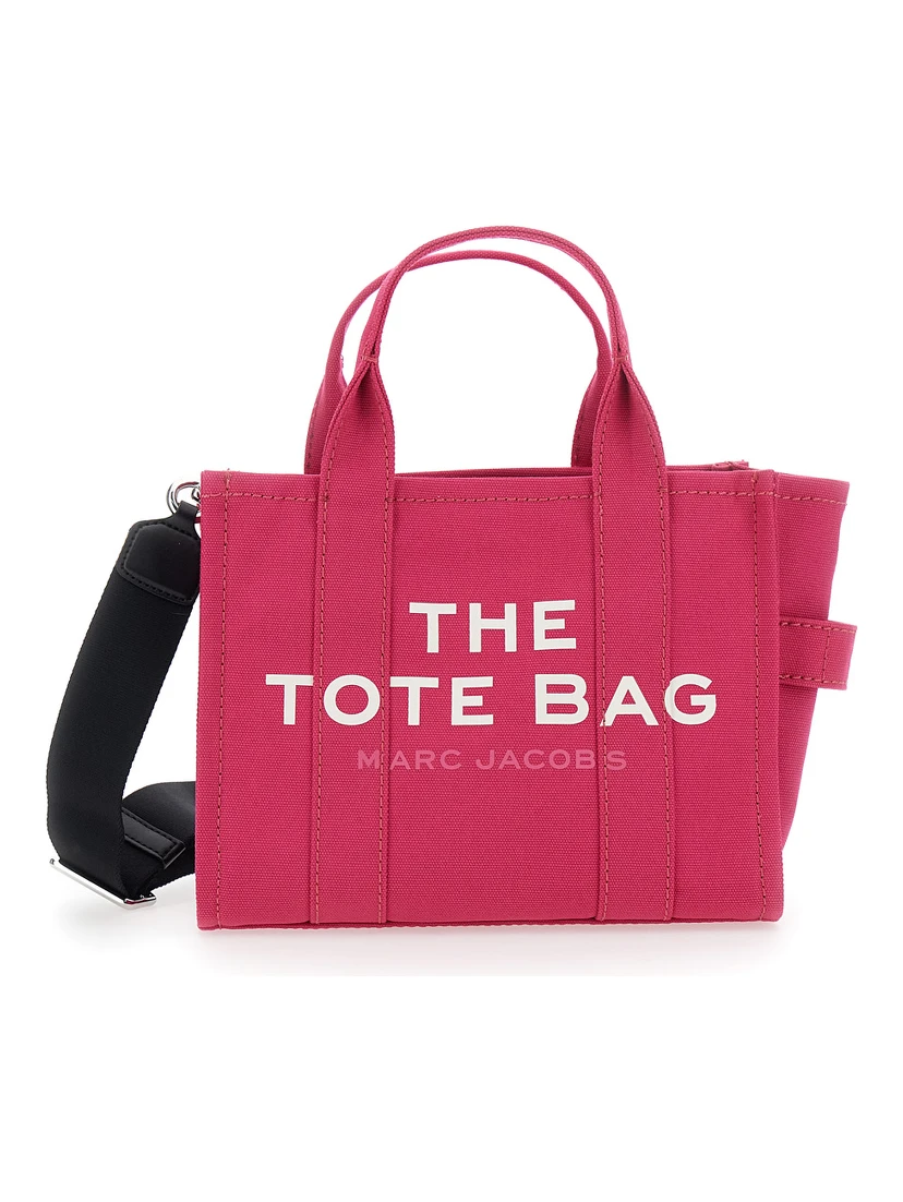 The Small Tote Pink Handbag with Logo Lettering on the Front in Cotton Woman
