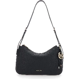 Nolita Medium Black Shoulder Bag with Logo Charm and Adjustable Shoulder Strap in Leather Woman