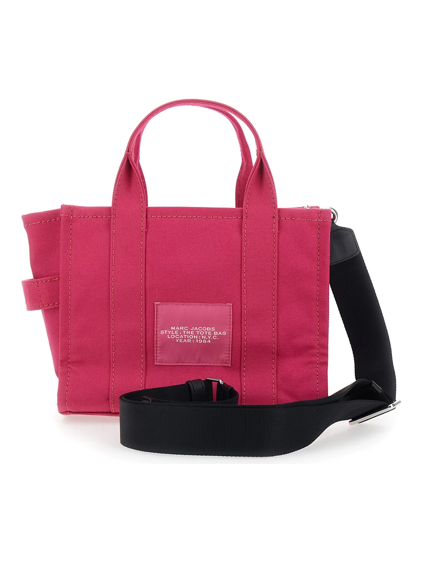 The Small Tote Pink Handbag with Logo Lettering on the Front in Cotton Woman