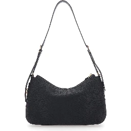 Nolita Medium Black Shoulder Bag with Logo Charm and Adjustable Shoulder Strap in Leather Woman
