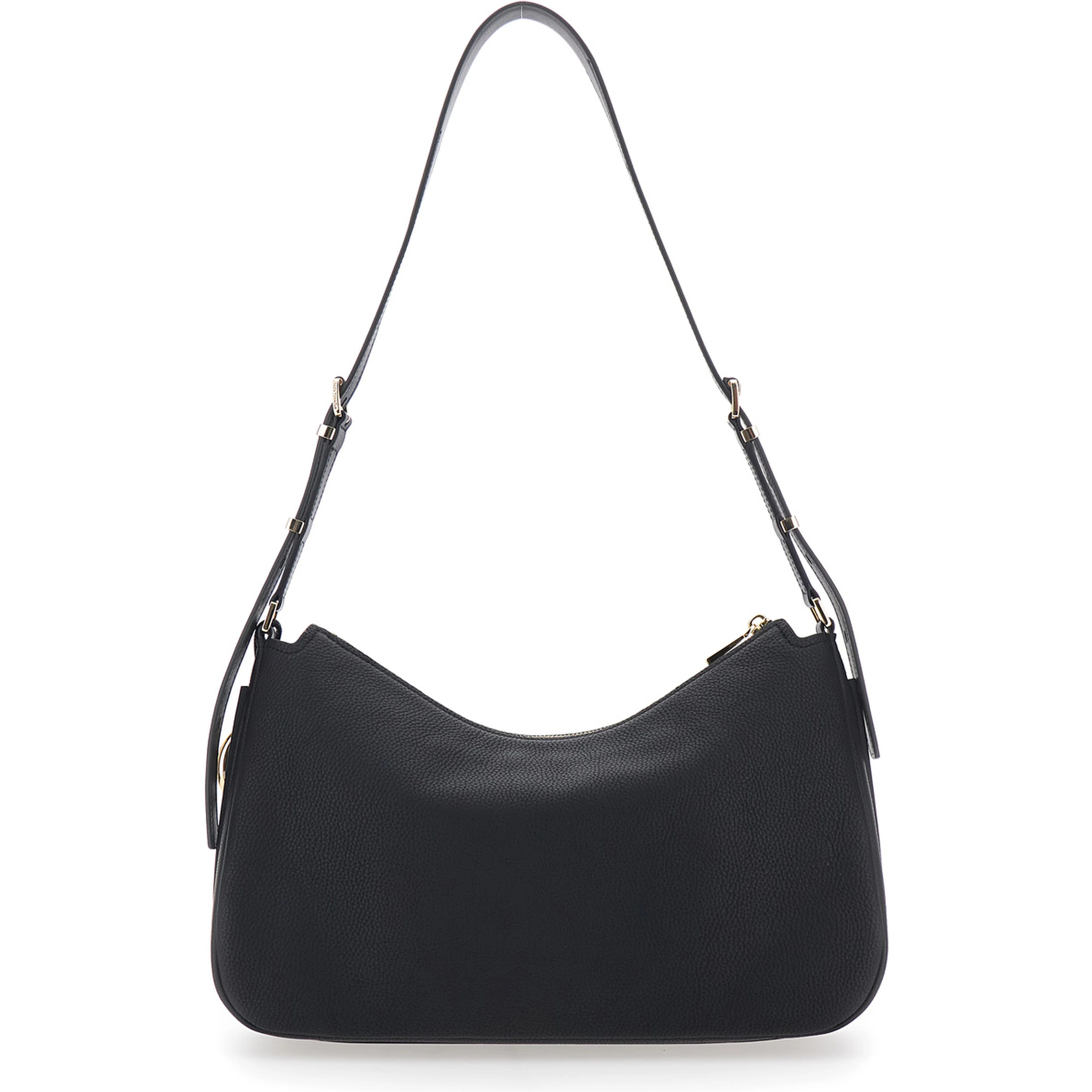 Nolita Medium Black Shoulder Bag with Logo Charm and Adjustable Shoulder Strap in Leather Woman