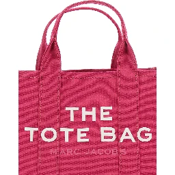 The Small Tote Pink Handbag with Logo Lettering on the Front in Cotton Woman
