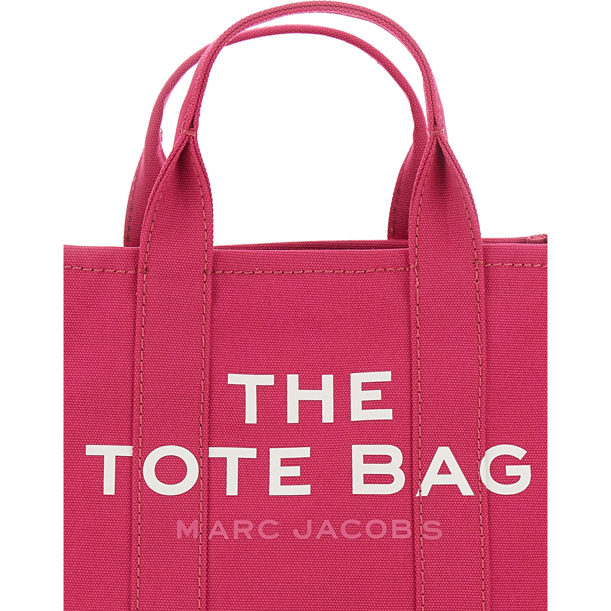 The Small Tote Pink Handbag with Logo Lettering on the Front in Cotton Woman