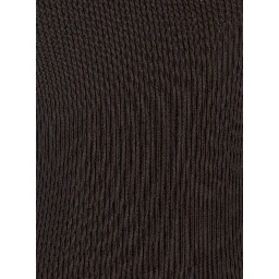 Athena Brown Ribbed Knit Sleeveless Asymmetric Long Dress with Wide Neckline in Viscose Blend Woman