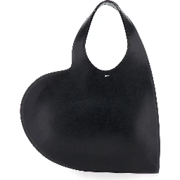 Black Heart Shaped Shoulder Bag with Cut-Out on the Handle in Suede Woman