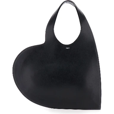 Black Heart Shaped Shoulder Bag with Cut-Out on the Handle in Suede Woman