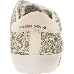 White Low Top Sneakers with All-Over Glitters in Tech Fabric Girl