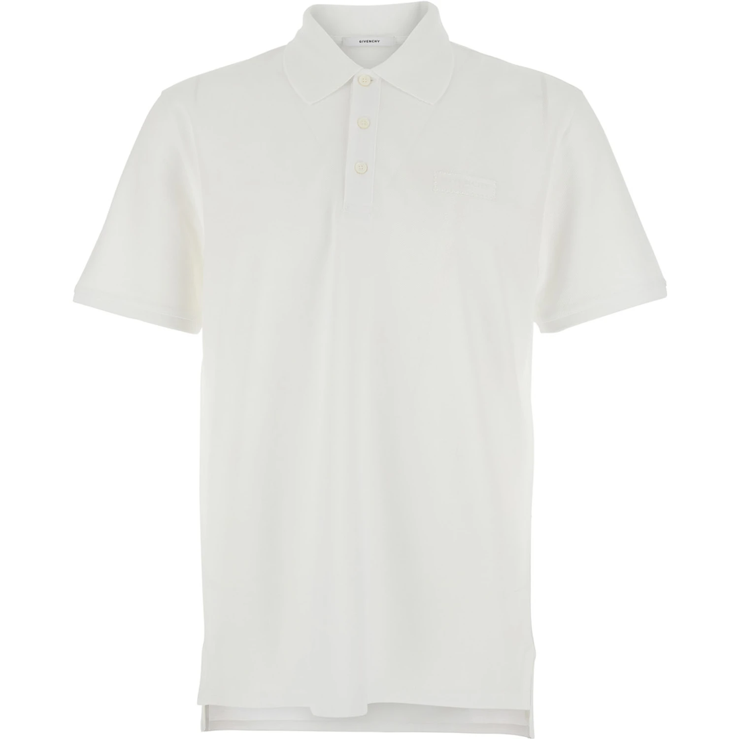 White Polo Shirt with Chest Logo Patch in Cotton Man