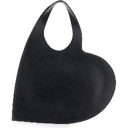 Black Heart Shaped Shoulder Bag with Cut-Out on the Handle in Suede Woman