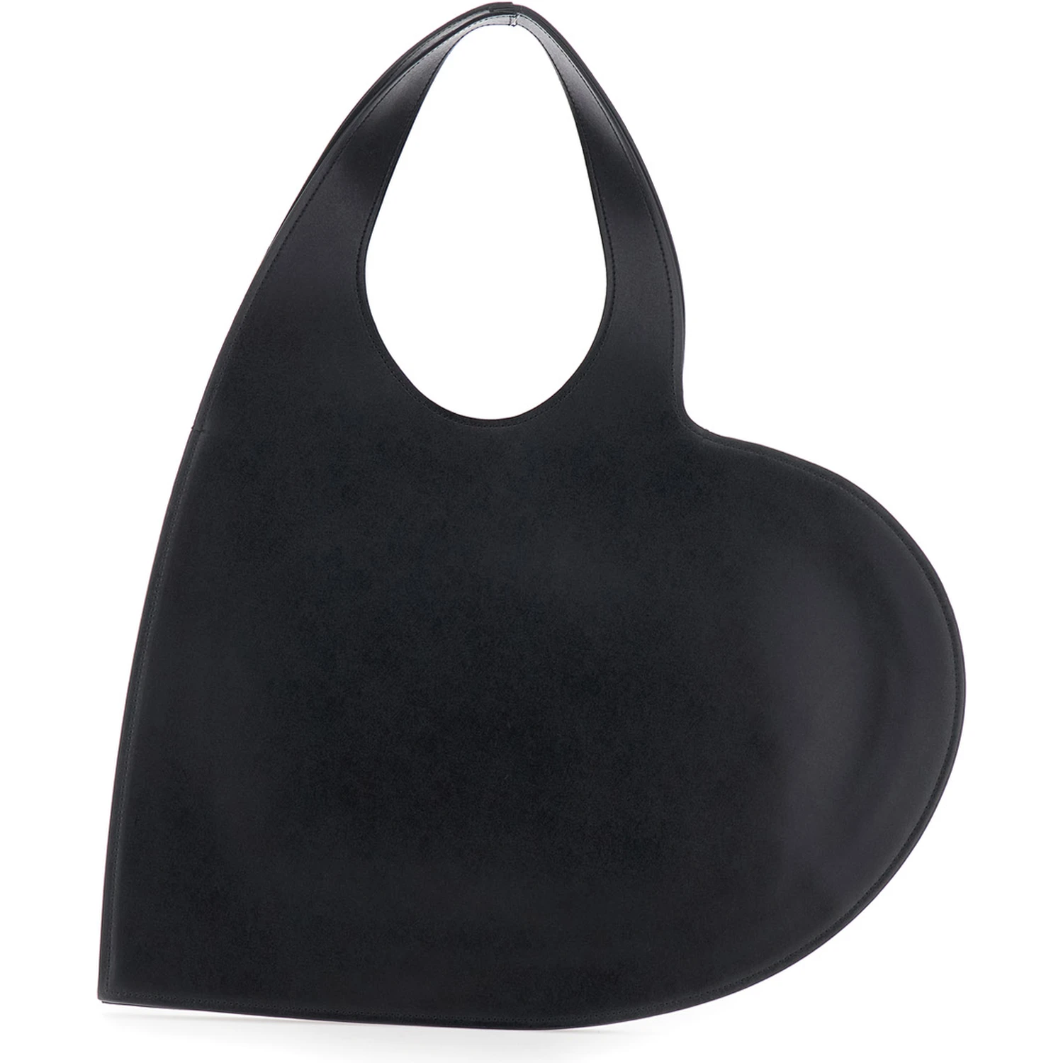 Black Heart Shaped Shoulder Bag with Cut-Out on the Handle in Suede Woman
