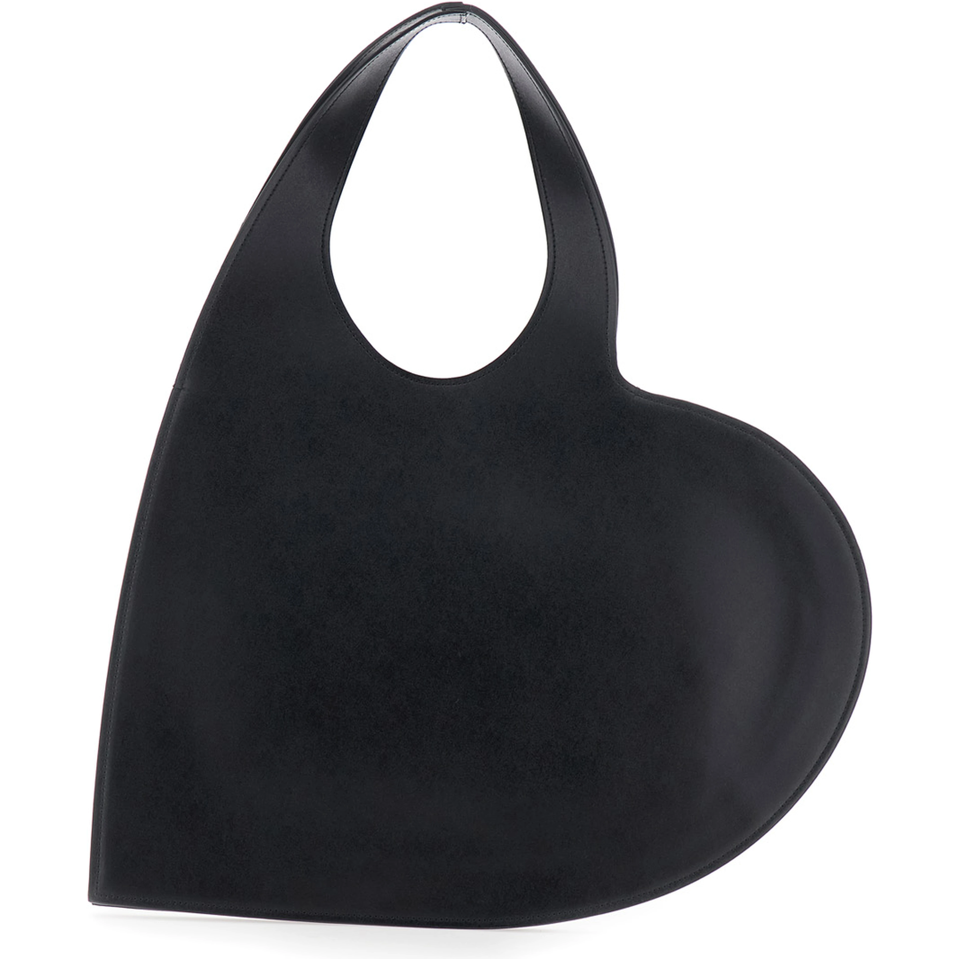 Black Heart Shaped Shoulder Bag with Cut-Out on the Handle in Suede Woman