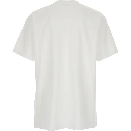 White Crew Neck T-Shirt with Chest Logo Patch in Cotton Man
