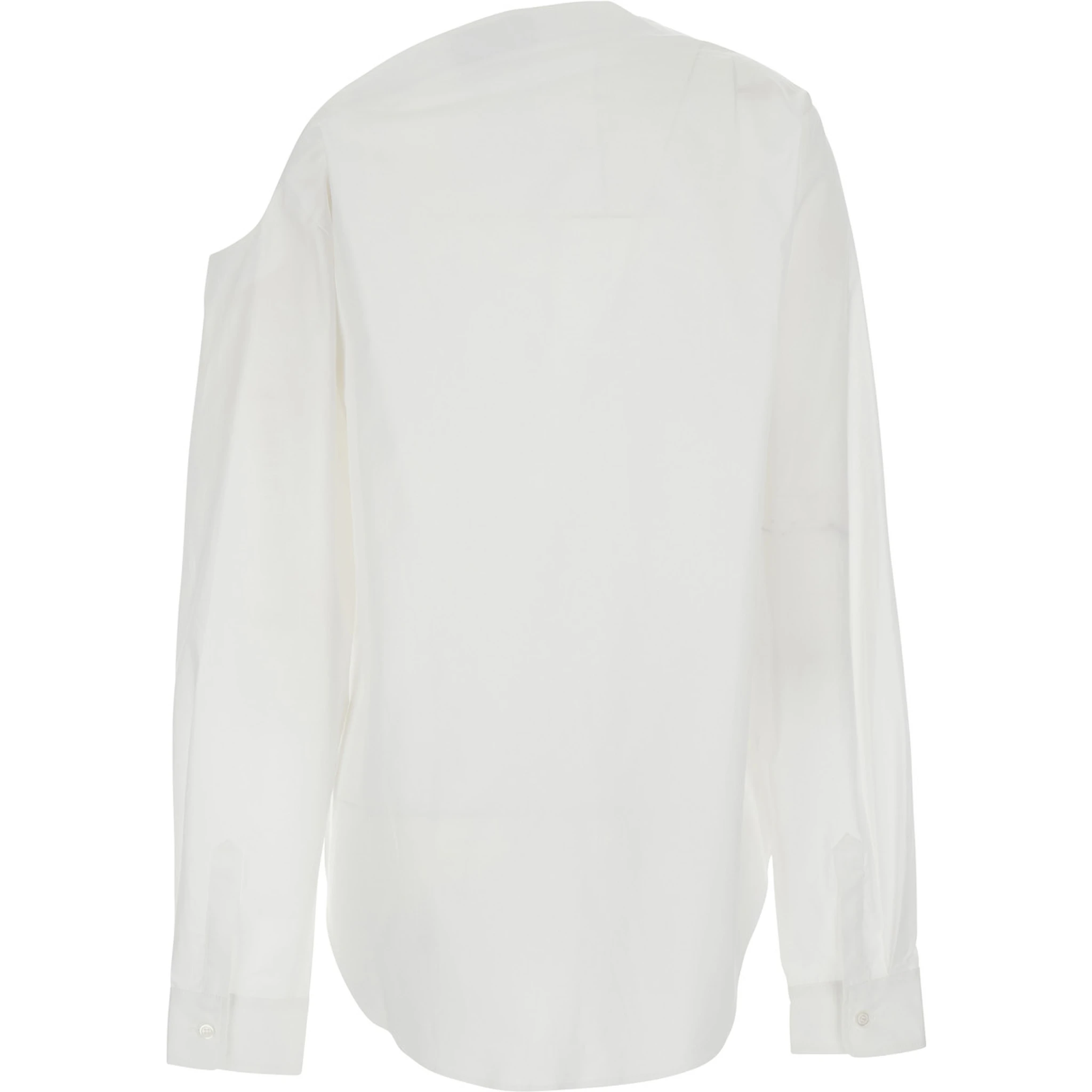 Heart White Shirt with Asymmetric Buttons and Chest Pocket in Cotton Woman