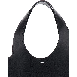 Black Heart Shaped Shoulder Bag with Cut-Out on the Handle in Suede Woman