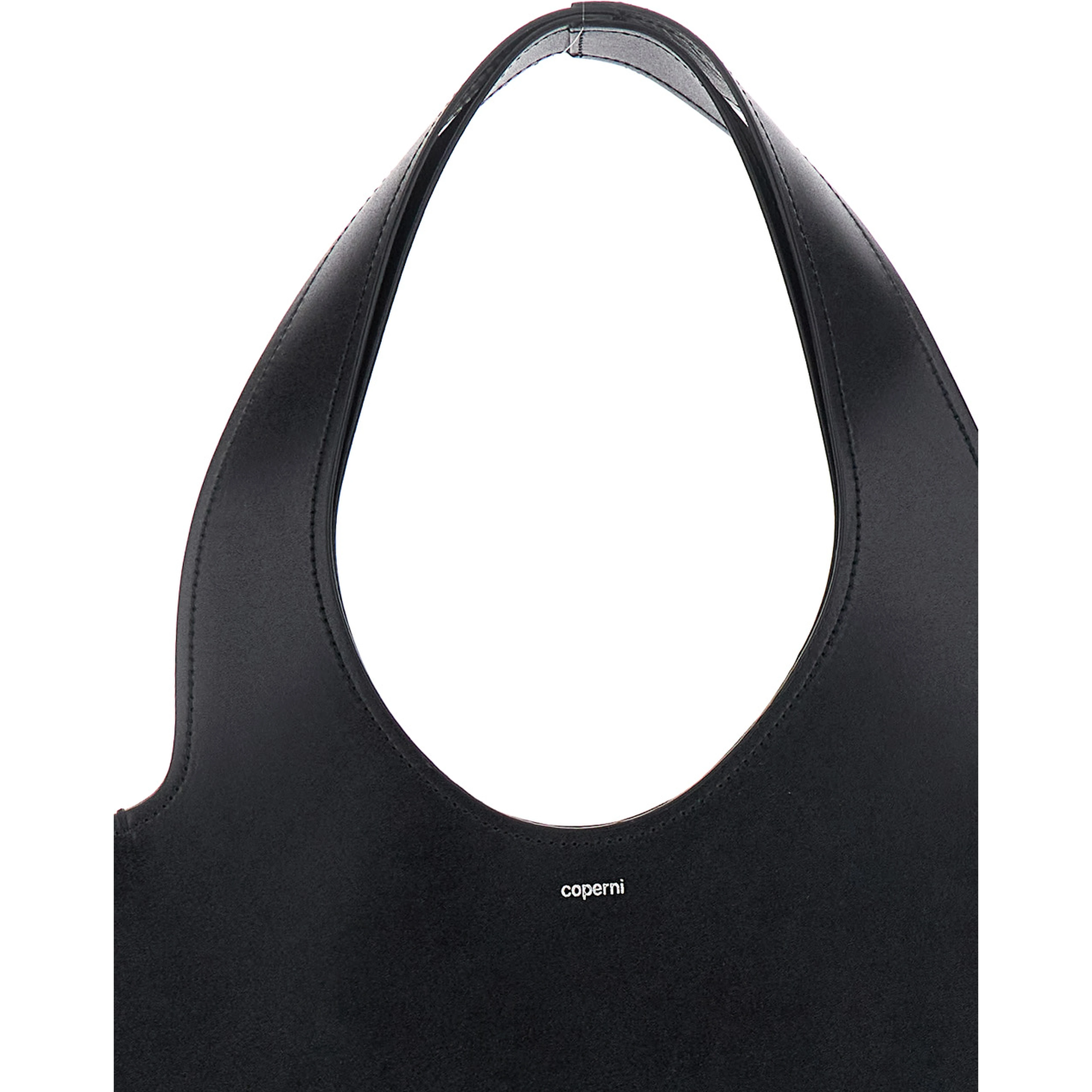 Black Heart Shaped Shoulder Bag with Cut-Out on the Handle in Suede Woman