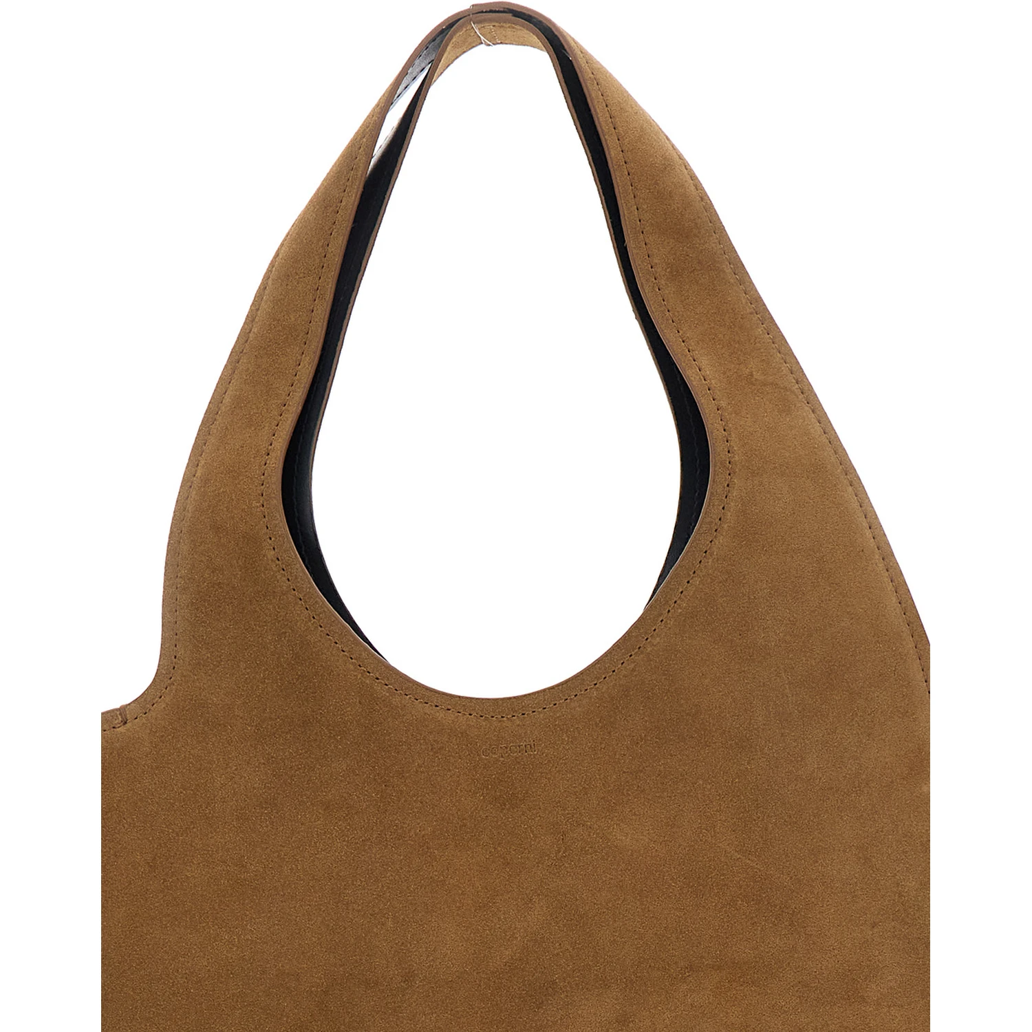 Brown Heart Shaped Shoulder Bag with Cut-Out on the Handle in Suede Woman