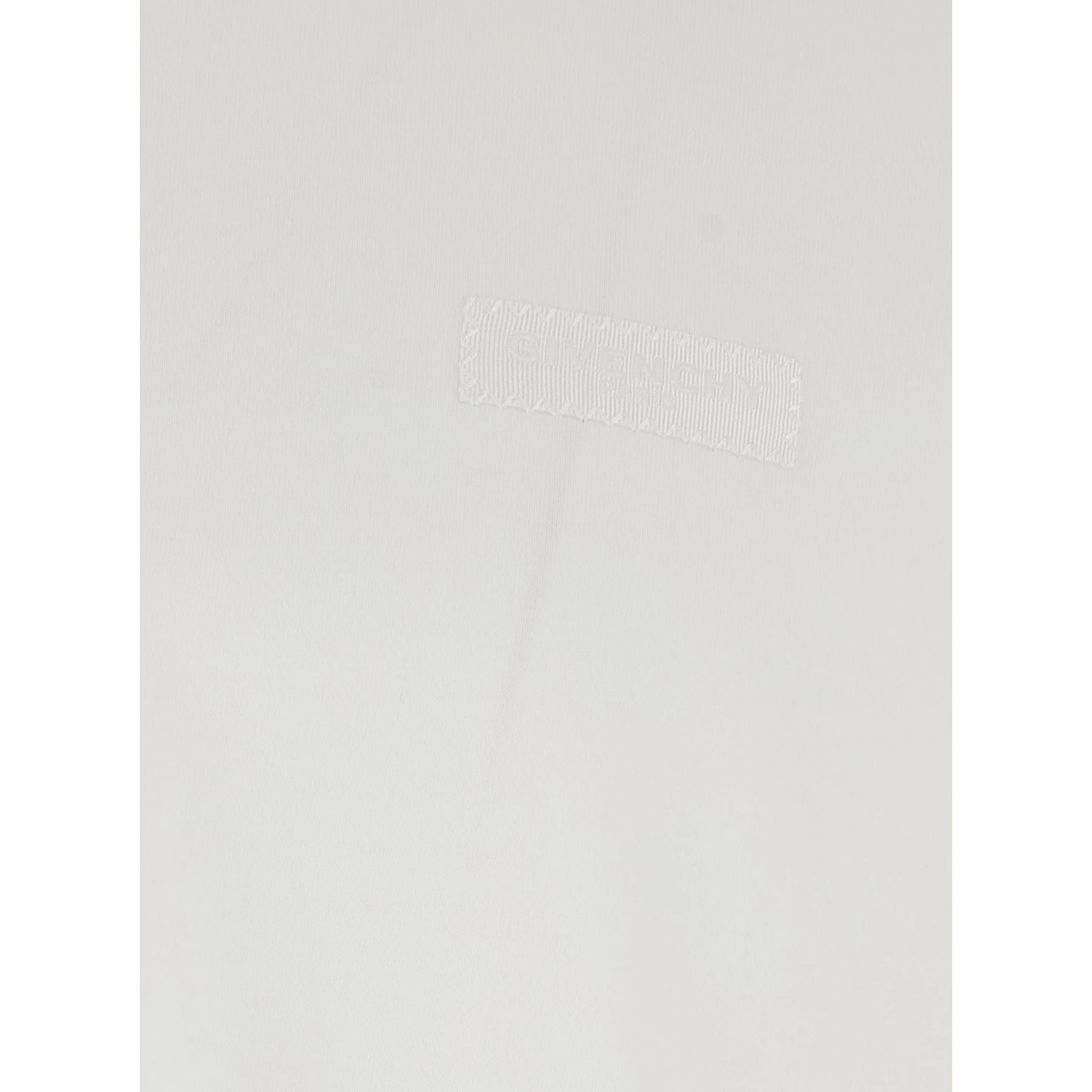 White Crew Neck T-Shirt with Chest Logo Patch in Cotton Man