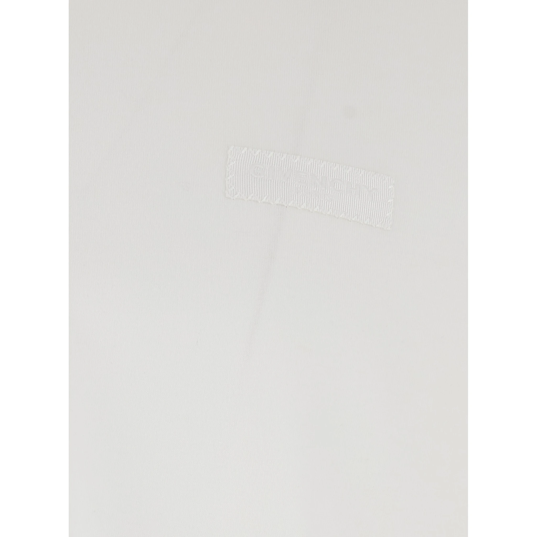 White Crew Neck T-Shirt with Chest Logo Patch in Cotton Man