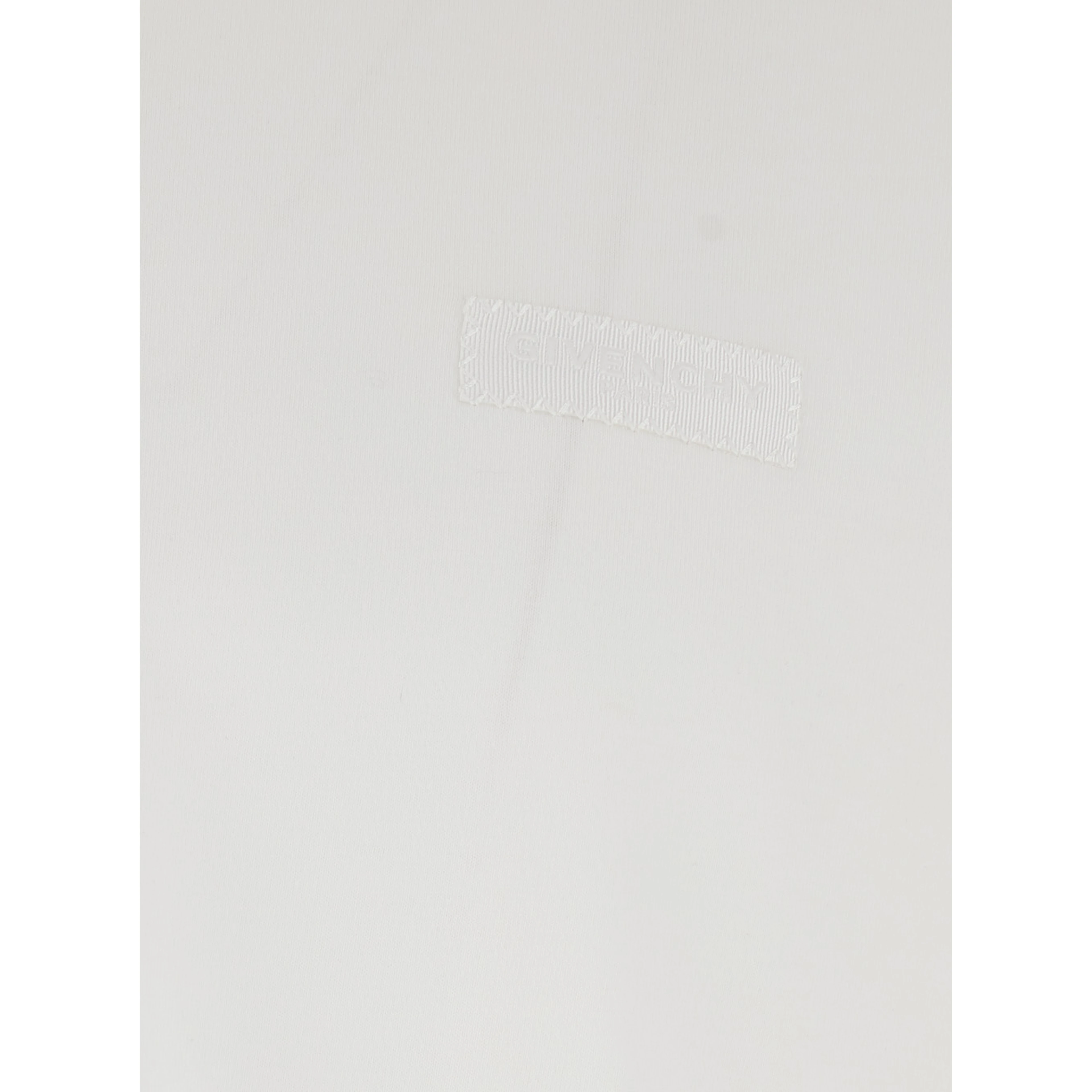 White Crew Neck T-Shirt with Chest Logo Patch in Cotton Man