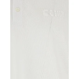 قميص بولو أبيض بشعار على الصدر من القطن للرجال