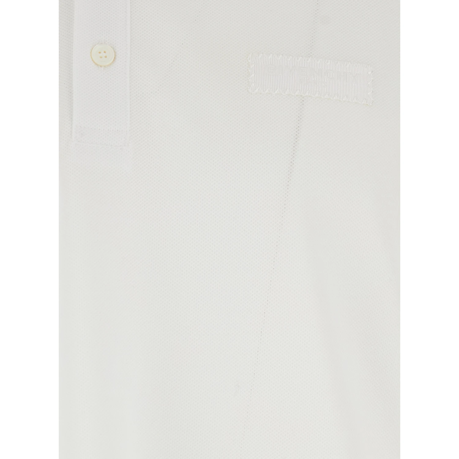 White Polo Shirt with Chest Logo Patch in Cotton Man