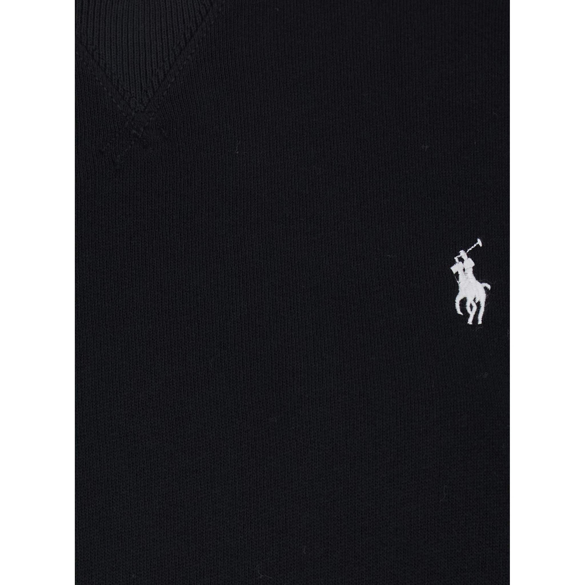 Black Crew Neck Sweatshirt with Dropped Shoulders and Embroidered Pony on the Front in Cotton Blend Woman