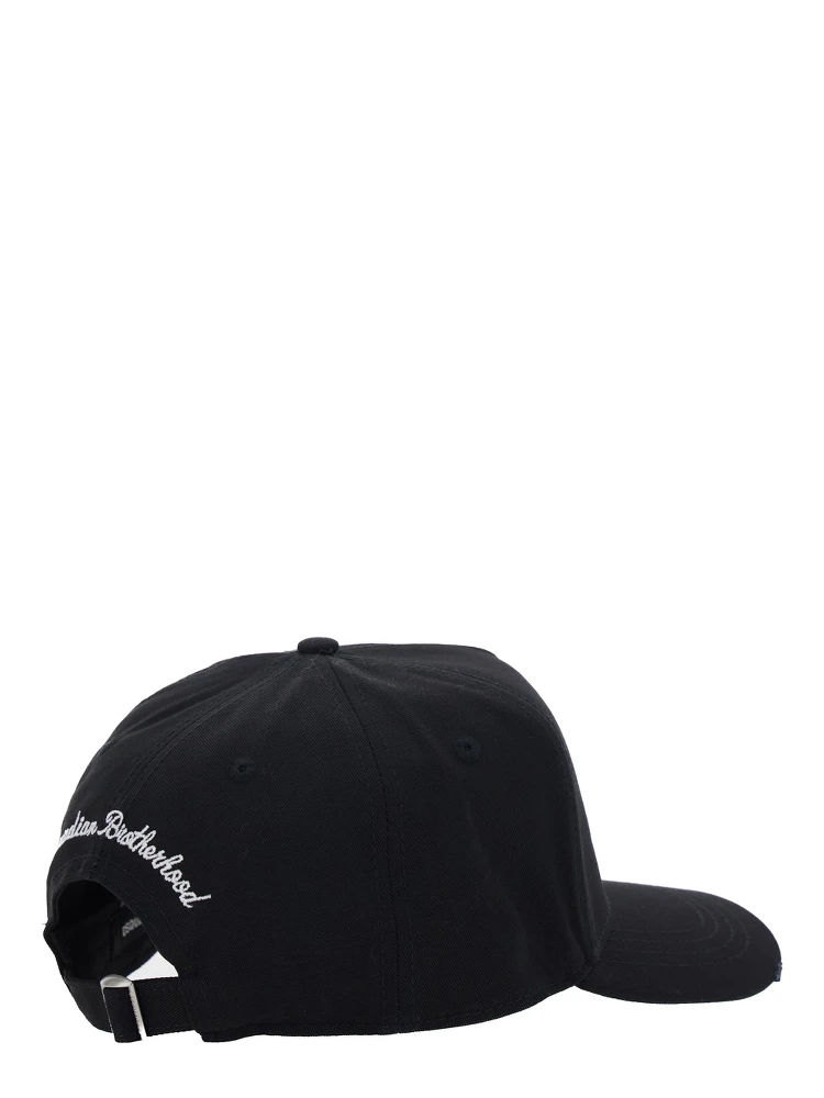 Black Baseball Cap with Logo Lettering on the Front in Cotton Man alternative