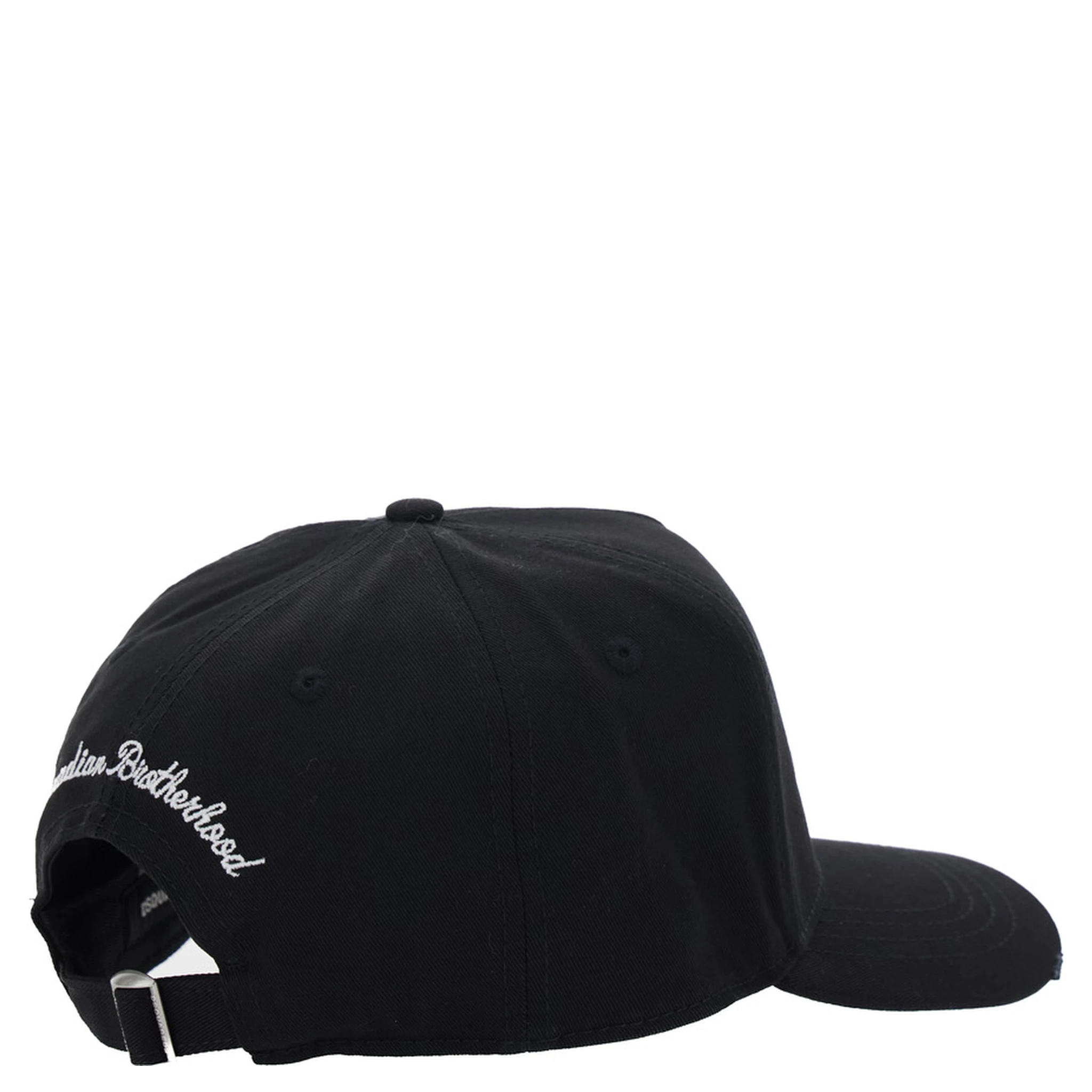Black Baseball Cap with Logo Lettering on the Front in Cotton Man