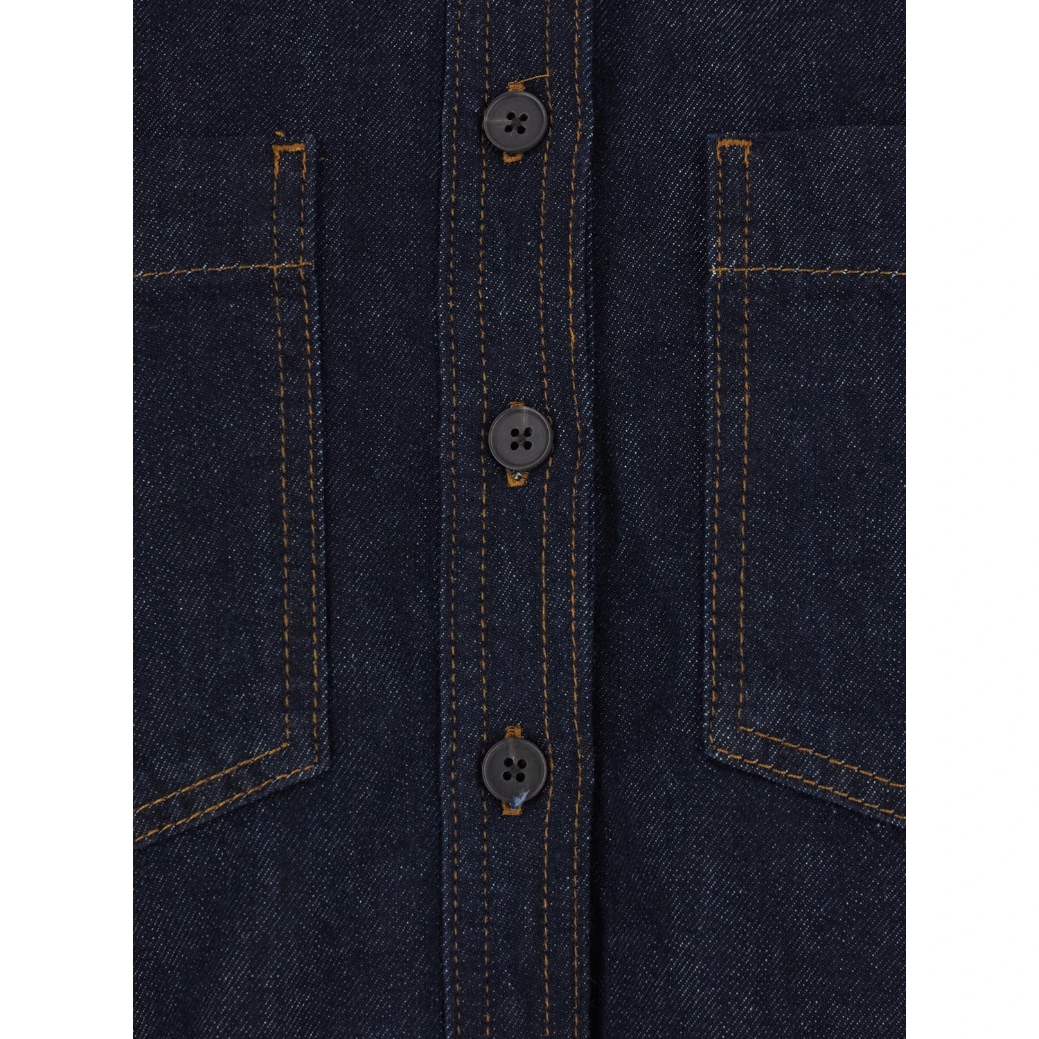 Blue Shirt with Classic Collar and Two Patch Pockets on the Chest in Denim Woman
