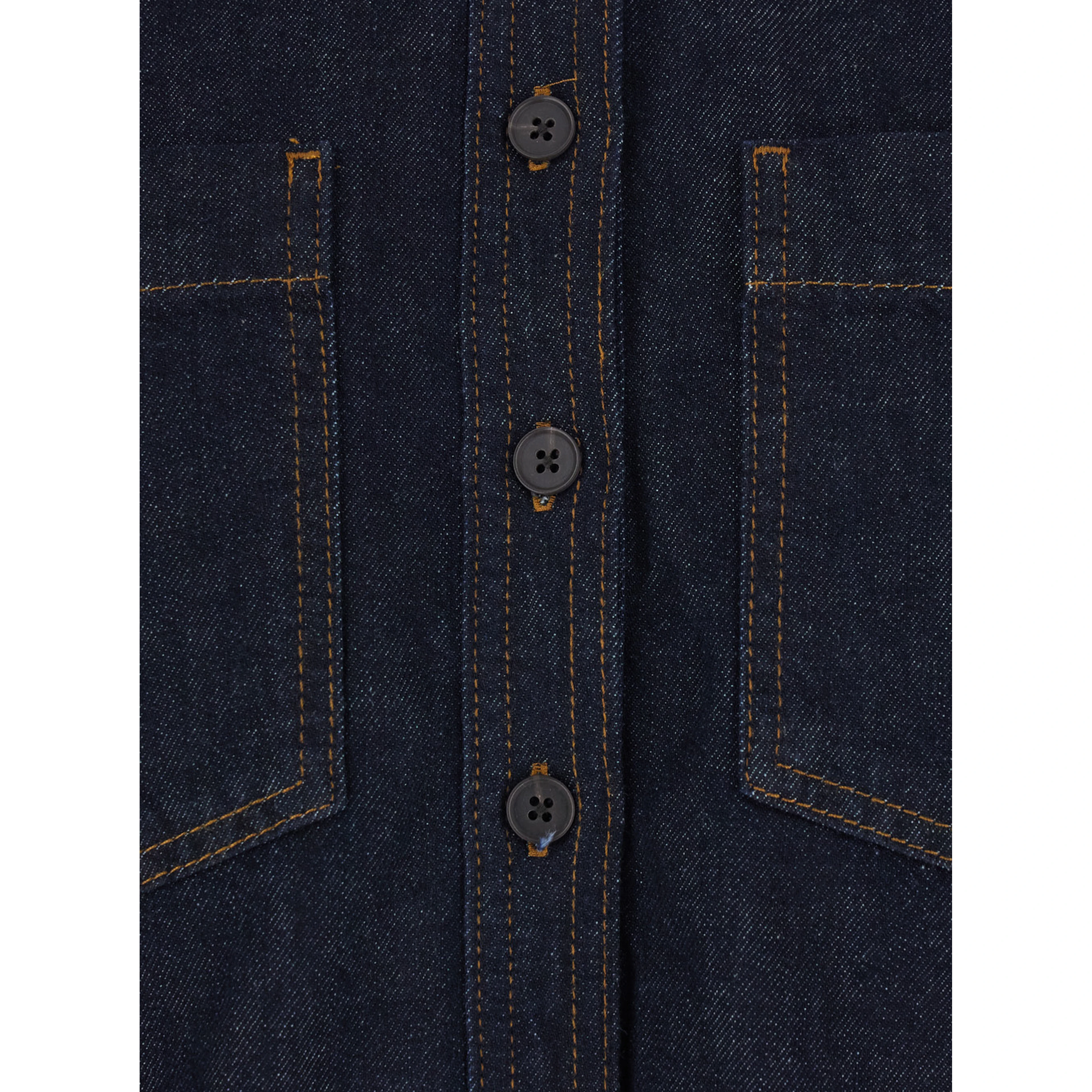 Blue Shirt with Classic Collar and Two Patch Pockets on the Chest in Denim Woman